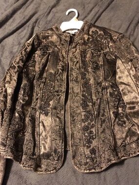 Coldwater Creek Metallic Brown Embroidered Blazer size Large